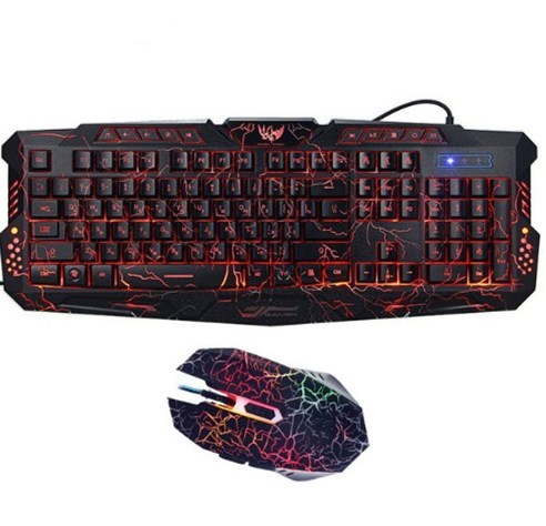 J10 tricolor backlight wired gaming keyboard set colorful luminous gaming mouse keyboard