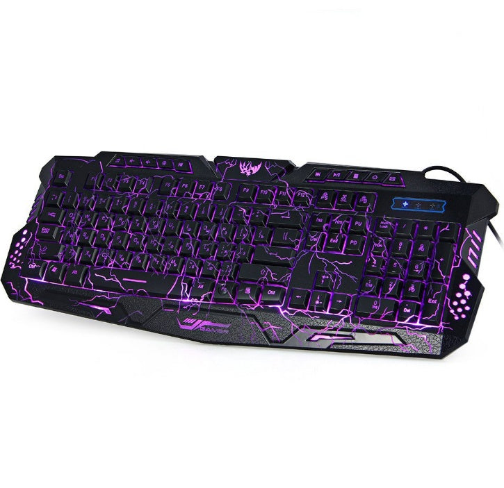 J10 tricolor backlight wired gaming keyboard set colorful luminous gaming mouse keyboard
