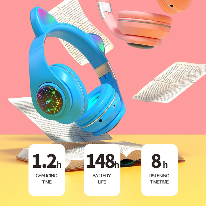 Écouteurs de sport sans fil à oreilles de chat – Bluetooth, réduction de bruit et maintien sûr