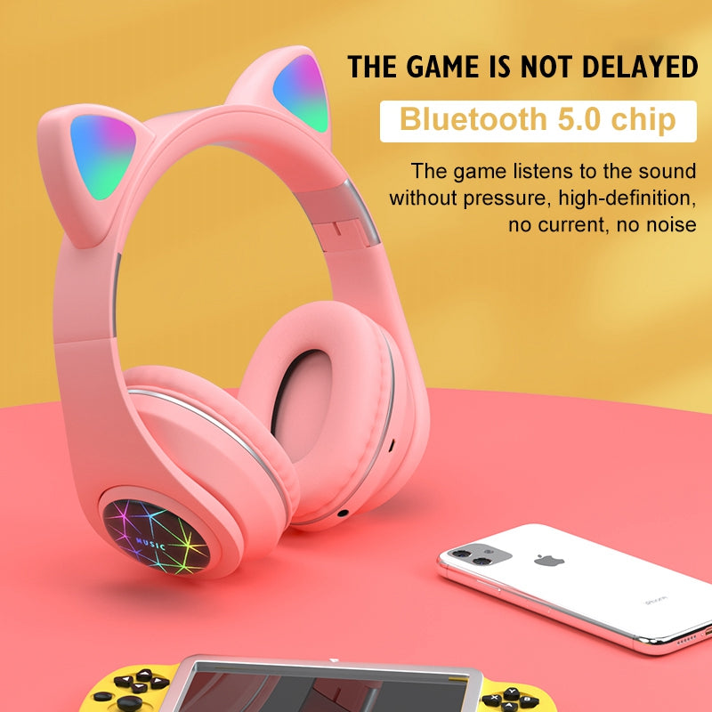 Écouteurs de sport sans fil à oreilles de chat – Bluetooth, réduction de bruit et maintien sûr