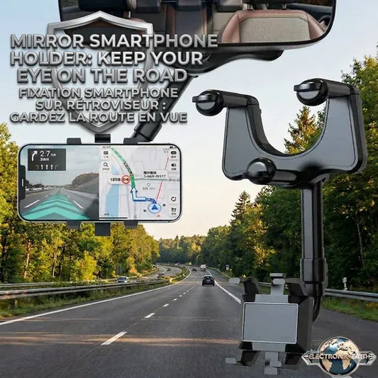 Car Rearview Mirror Phone Mount – Swivel Navigation Bracket