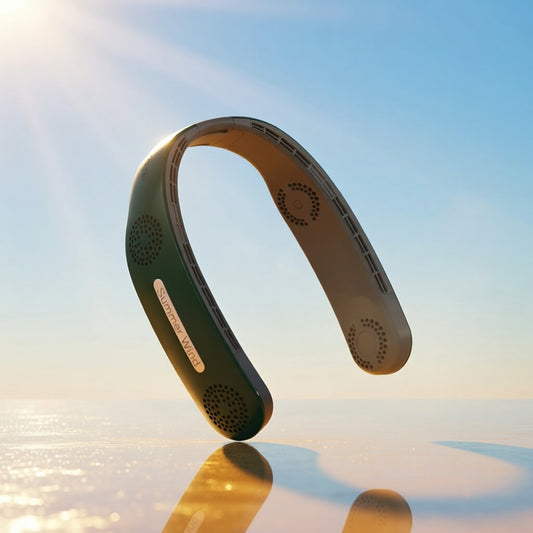 Neck Fan: USB Neck Fan, 3 Speeds, Hands-Free for Sport, Office and Travel – 360° Cooling.