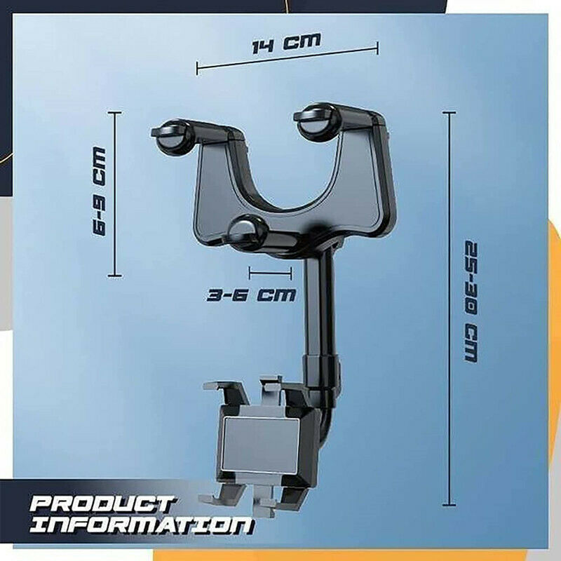 Car Rearview Mirror Phone Mount – Swivel Navigation Bracket
