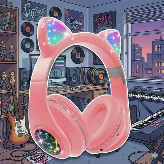 Cat Ear Bluetooth Earbuds – Noise Canceling Wireless Sports Headset