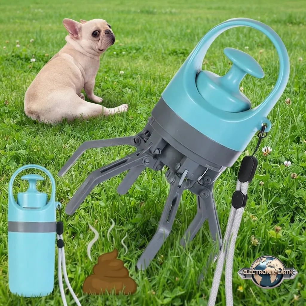 Lightweight and Portable Dog Poop Scoop with Built-in Waste Bag Dispenser – 8-Claw Dog Toilet Pick-up Tool