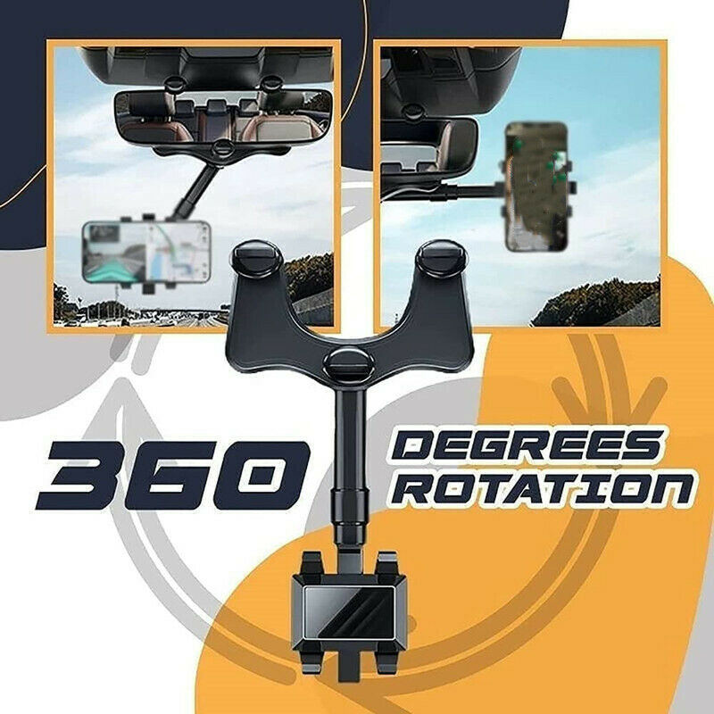 Car Rearview Mirror Phone Mount – Swivel Navigation Bracket